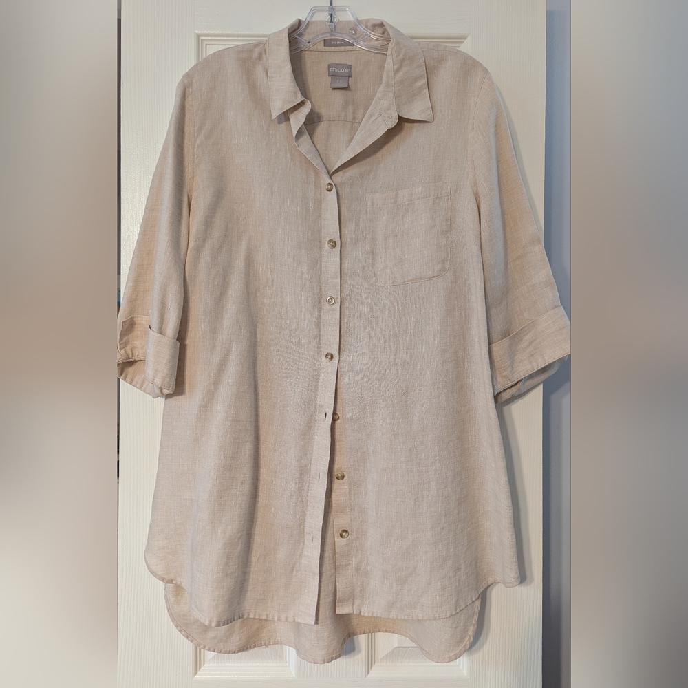 Chico's button down blouse with half sleeves.